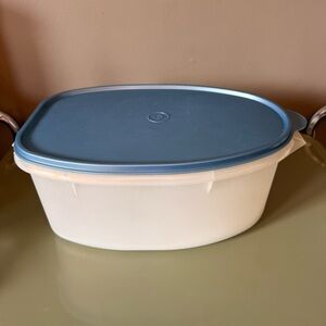 Tupperware Ham Roast Meat Container Keeper Blue Shimmer With Insert Tray #487